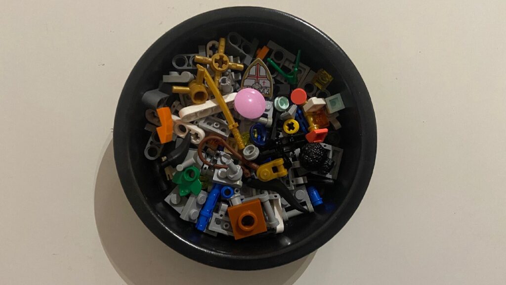 A pile of random LEGO pieces.